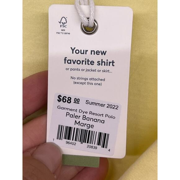 New nwt Marine layer Sz m/l marge yellow garment dye resort polo paler banana - Picture 3 of 4